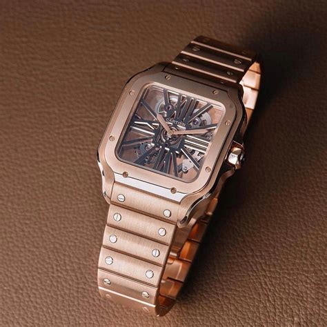 cartier santos skeleton gold|cartier santos skeleton retail price.